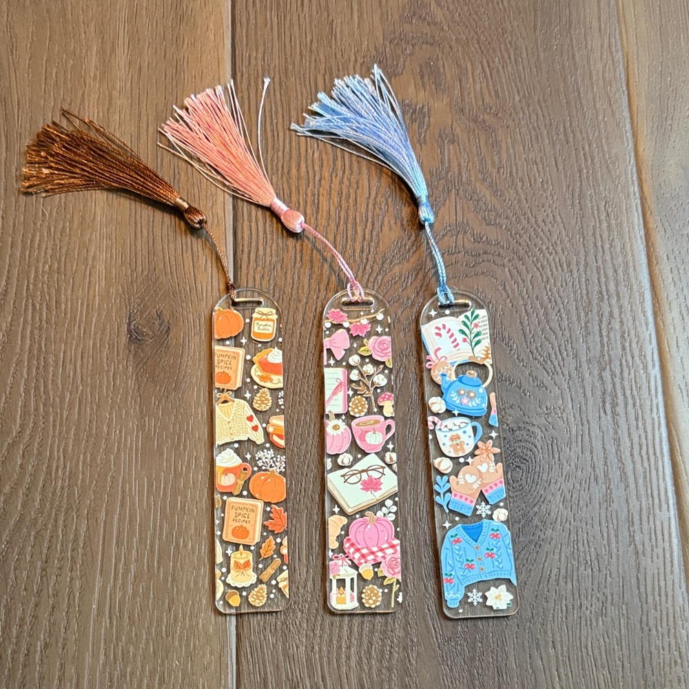 Handmade Seasonal CottageCore Bookmark Set with Tassels
